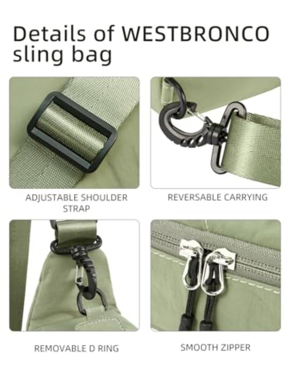 🆕 WESTBRONCO Small Sling Bag for Women Nylon Crossbody Sling Backpck - Picture 5 of 8